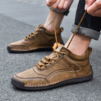 (💥Top Rated Choice) Men’s Handmade Leather Outdoor Shoes – Arch Support, Wide Fit, Comfortable, Rugged Non-Slip Sole for Work & Hiking
