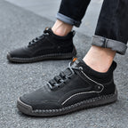 (💥Top Rated Choice) Men’s Handmade Leather Outdoor Shoes – Arch Support, Wide Fit, Comfortable, Rugged Non-Slip Sole for Work & Hiking