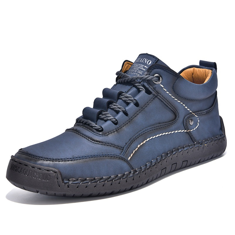 (💥Top Rated Choice) Men’s Handmade Leather Outdoor Shoes – Arch Support, Wide Fit, Comfortable, Rugged Non-Slip Sole for Work & Hiking