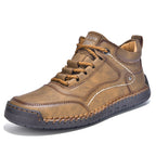 (💥Top Rated Choice) Men’s Handmade Leather Outdoor Shoes – Arch Support, Wide Fit, Comfortable, Rugged Non-Slip Sole for Work & Hiking