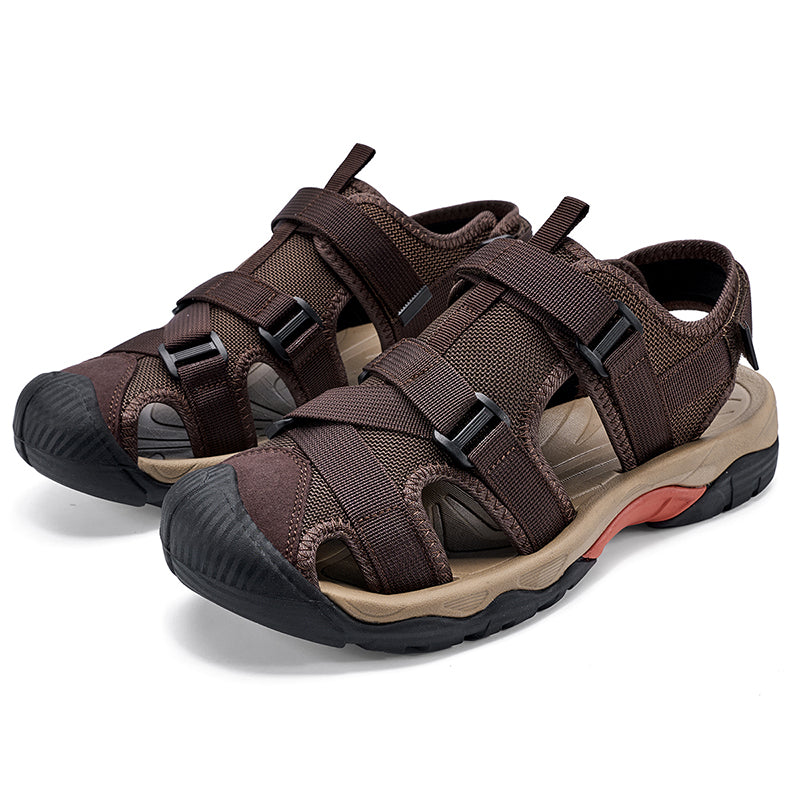 (💥Top Rated Choice) Men’s Outdoor Sport Sandals – Closed Toe, Adjustable Straps, Arch Support, Slip-Resistant for Hiking, Beach & Work