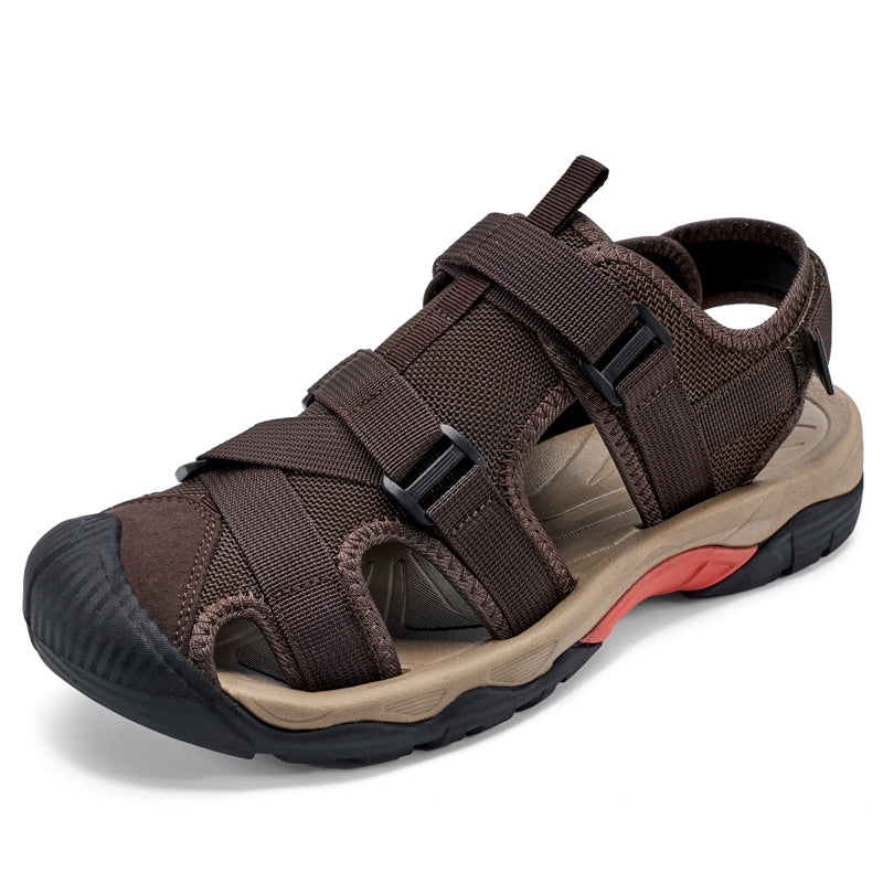 (💥Top Rated Choice) Men’s Outdoor Sport Sandals – Closed Toe, Adjustable Straps, Arch Support, Slip-Resistant for Hiking, Beach & Work