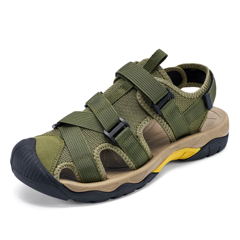 (💥Top Rated Choice) Men’s Outdoor Sport Sandals – Closed Toe, Adjustable Straps, Arch Support, Slip-Resistant for Hiking, Beach & Work
