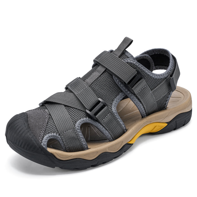 (💥Top Rated Choice) Men’s Outdoor Sport Sandals – Closed Toe, Adjustable Straps, Arch Support, Slip-Resistant for Hiking, Beach & Work