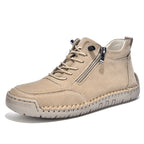 Men’s Handmade Leather Work & Outdoor Shoes – Side Zipper, Arch Support, Wide Fit, Comfortable Non-Slip Sole for All-Day Wear