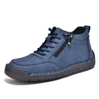Men’s Handmade Leather Work & Outdoor Shoes – Side Zipper, Arch Support, Wide Fit, Comfortable Non-Slip Sole for All-Day Wear