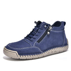 Men’s Handmade Leather Work & Outdoor Shoes – Side Zipper, Arch Support, Wide Fit, Comfortable Non-Slip Sole for All-Day Wear