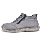 Men’s Handmade Leather Work & Outdoor Shoes – Side Zipper, Arch Support, Wide Fit, Comfortable Non-Slip Sole for All-Day Wear