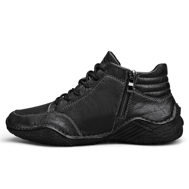 ⏰Limited-Time 70% OFF –Men's Orthopedic Ankle Boots Leather with Zip – Arch Support, Non-Slip, Waterproof, Boots for Work & Outdoors
