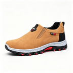 Men's Suede Walking Shoes - Slip-On, Cushioned, Wide Toe Box with Arch Support