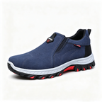 Men's Suede Walking Shoes - Slip-On, Cushioned, Wide Toe Box with Arch Support
