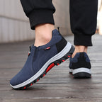 Men's Suede Walking Shoes - Slip-On, Cushioned, Wide Toe Box with Arch Support