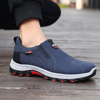 Men's Suede Walking Shoes - Slip-On, Cushioned, Wide Toe Box with Arch Support