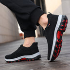 Men's Suede Walking Shoes - Slip-On, Cushioned, Wide Toe Box with Arch Support