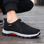 Men's Suede Walking Shoes - Slip-On, Cushioned, Wide Toe Box with Arch Support