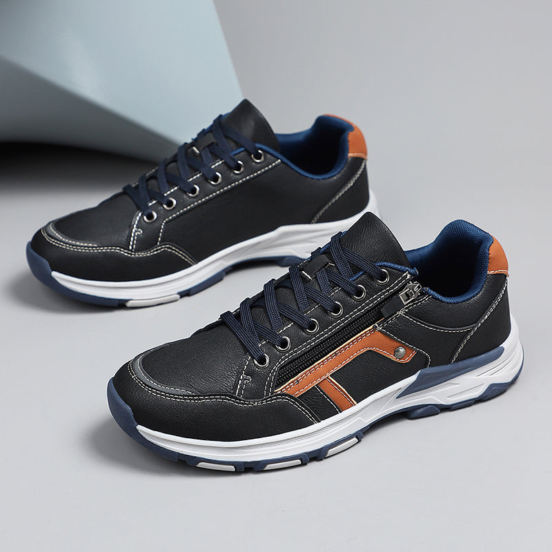 ⏰Limited-Time 70% OFF –Men's Genuine Leather Walking Shoes - Side Zipper, Lightweight, Wide Toe Box with Arch Support