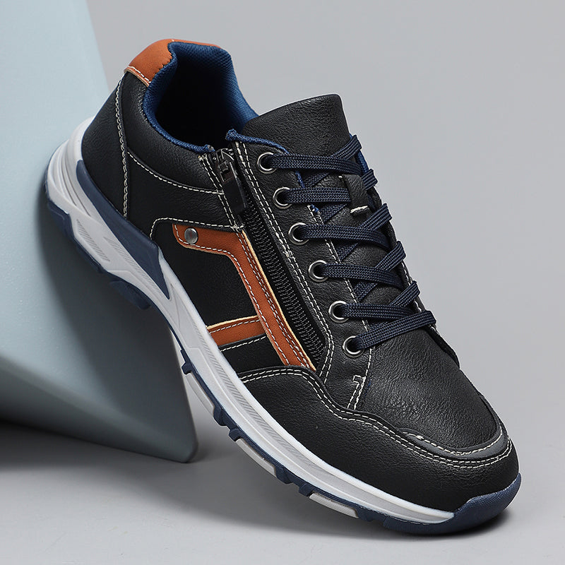 ⏰Limited-Time 70% OFF –Men's Genuine Leather Walking Shoes - Side Zipper, Lightweight, Wide Toe Box with Arch Support