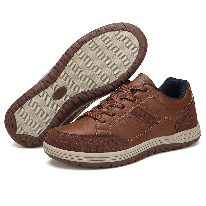 Men's Genuine Leather Walking Shoes - Lace-Up, Maximum Support, Wide Toe Box with Arch Support