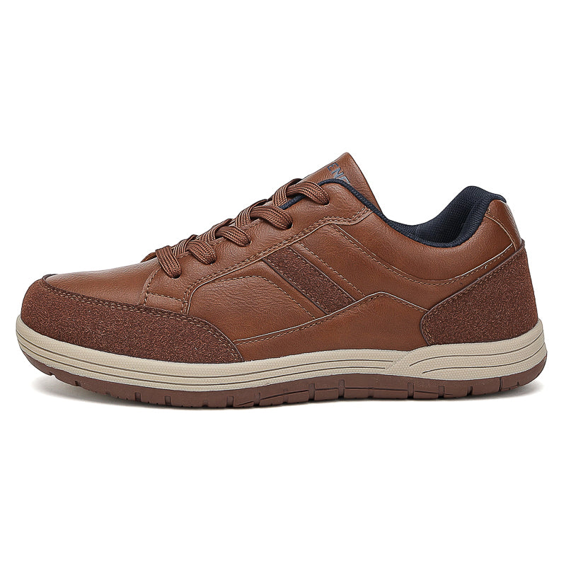 Men's Genuine Leather Walking Shoes - Lace-Up, Maximum Support, Wide Toe Box with Arch Support