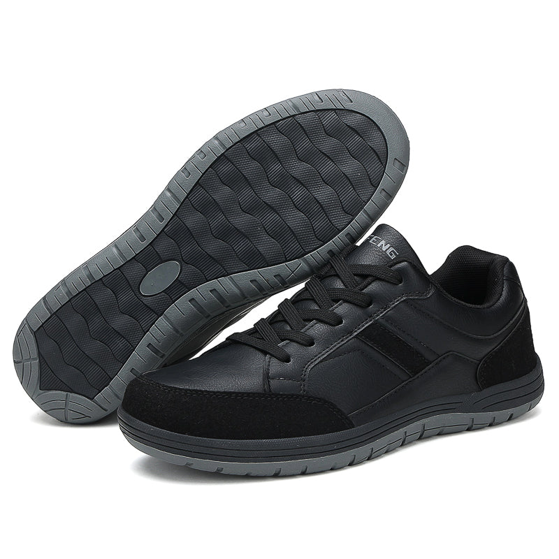 Men's Genuine Leather Walking Shoes - Lace-Up, Maximum Support, Wide Toe Box with Arch Support