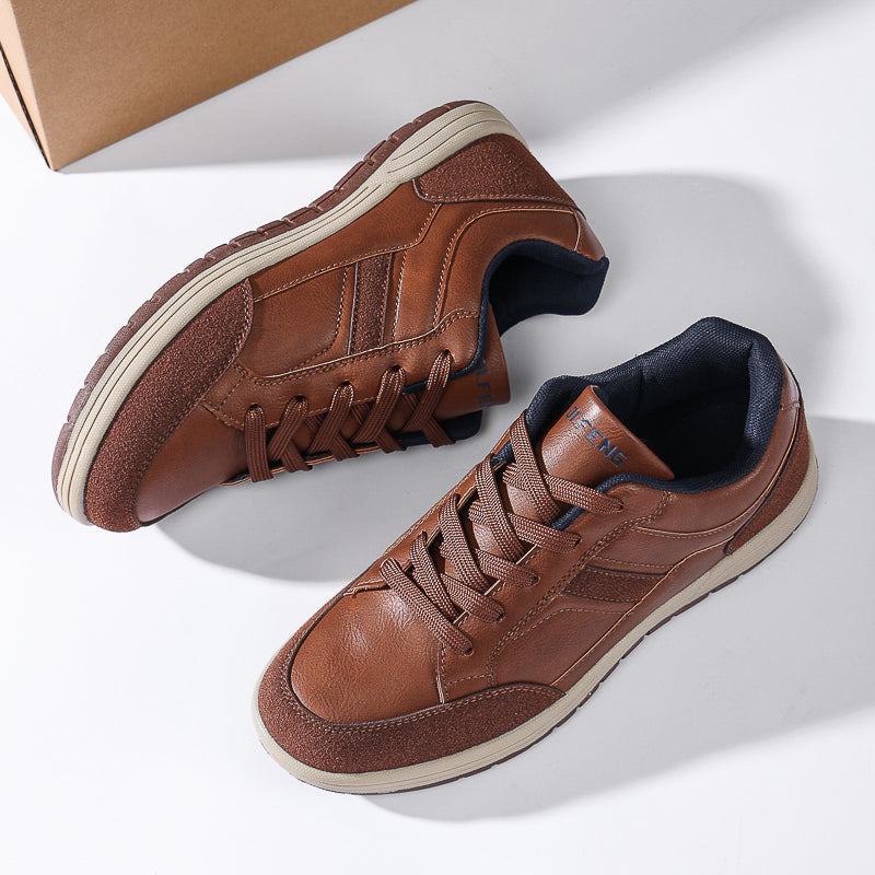Men's Genuine Leather Walking Shoes - Lace-Up, Maximum Support, Wide Toe Box with Arch Support