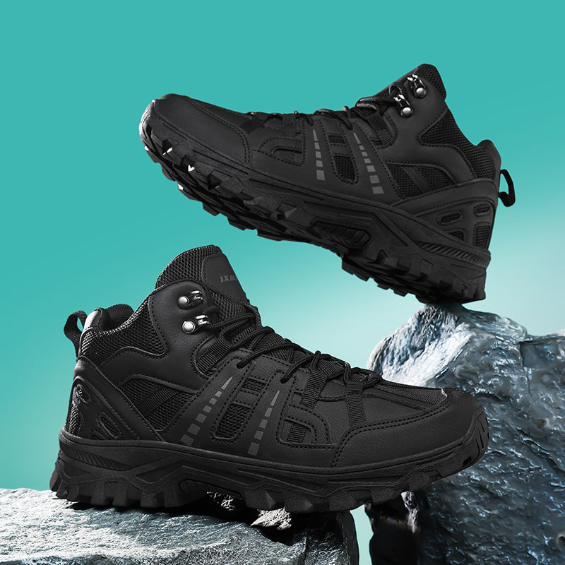 ⏰Limited-Time 70% OFF –Men's Genuine Leather Hiking Boots -Waterproof, Wide Toe Box with Arch Support, Anti-Puncture Work Boots