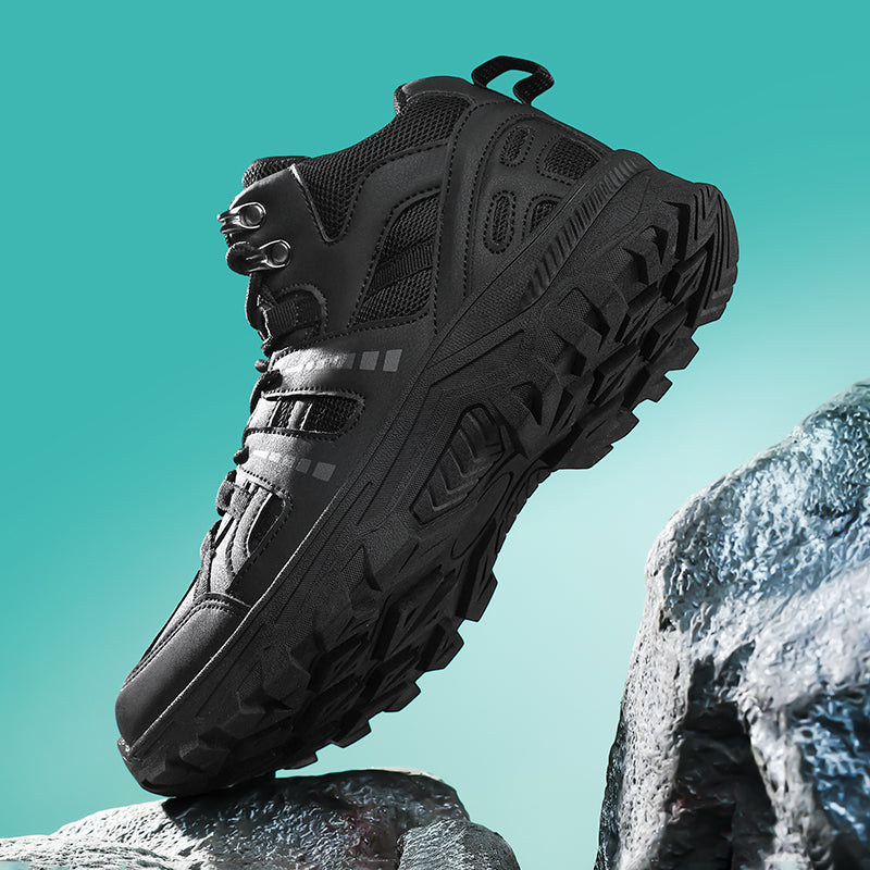 ⏰Limited-Time 70% OFF –Men's Genuine Leather Hiking Boots -Waterproof, Wide Toe Box with Arch Support, Anti-Puncture Work Boots