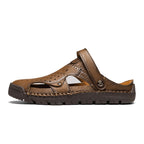 (⏰Limited Time Sale 70% OFF🔥)Men's Full-Grain Leather Sandals – Closed-Toe, Adjustable for Fishing & Gardening