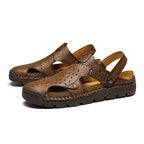 (⏰Limited Time Sale 70% OFF🔥)Men's Full-Grain Leather Sandals – Closed-Toe, Adjustable for Fishing & Gardening