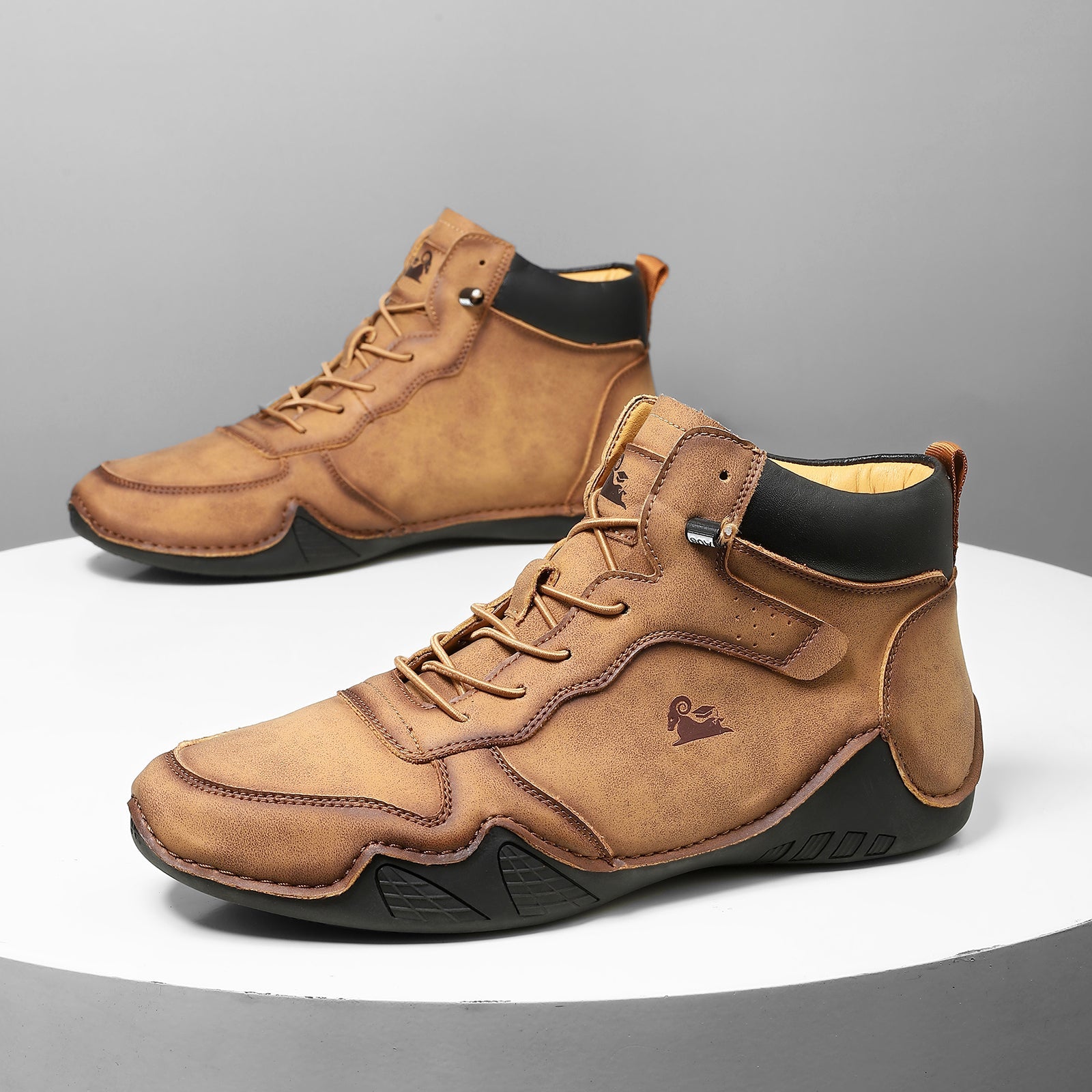 (⏰Last Day 70% OFF🔥) Men’s Mid-Top Leather Boots – Slip-On, Lightweight & Shock-Absorbing for Warehouse Work, Driving & Everyday Comfort, Durable for 3 years