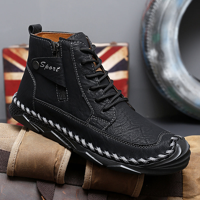 (⏰NOW ON: 70% OFF Sale! 🔥)Men’s Leather Work & Motorcycle Chukka Boots – Durable, Lightweight, Non-Slip Sole with Ankle Support for Long Rides & Long Days