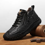 Men's Vintage Work Boots Outdoor - Handcrafted Stitching, Waterproof & Slip-Resistant