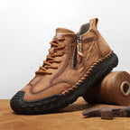 Men's Vintage Work Boots Outdoor - Handcrafted Stitching, Waterproof & Slip-Resistant