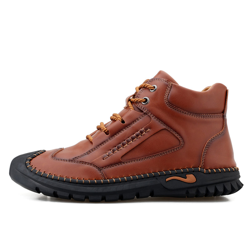(⏰Limited Time Sale 70% OFF 🔥)Men’s Genuine Leather Hiking Boots Outdoor Casual Shoes Durable Hand-Stitched Wide Toe Work Ankle Support Walking Sneakers