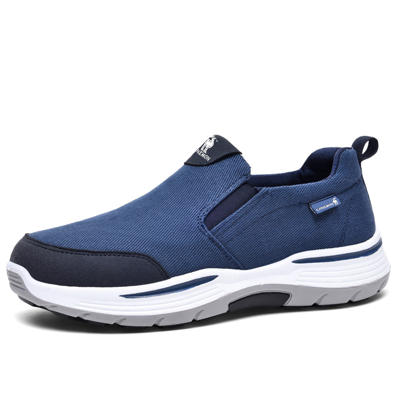 Men’s Slip-On Walking Shoes – Lightweight Cushioned Sole, Waterproof Mesh, Wide Toe Box, Arch Support & Non-Slip Traction