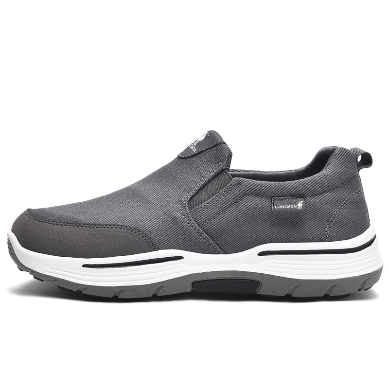 Men’s Slip-On Walking Shoes – Lightweight Cushioned Sole, Waterproof Mesh, Wide Toe Box, Arch Support & Non-Slip Traction