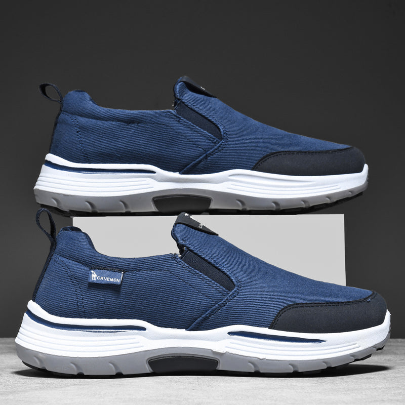 Men’s Slip-On Walking Shoes – Lightweight Cushioned Sole, Waterproof Mesh, Wide Toe Box, Arch Support & Non-Slip Traction