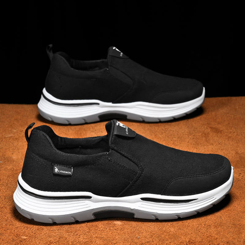Men’s Slip-On Walking Shoes – Lightweight Cushioned Sole, Waterproof Mesh, Wide Toe Box, Arch Support & Non-Slip Traction