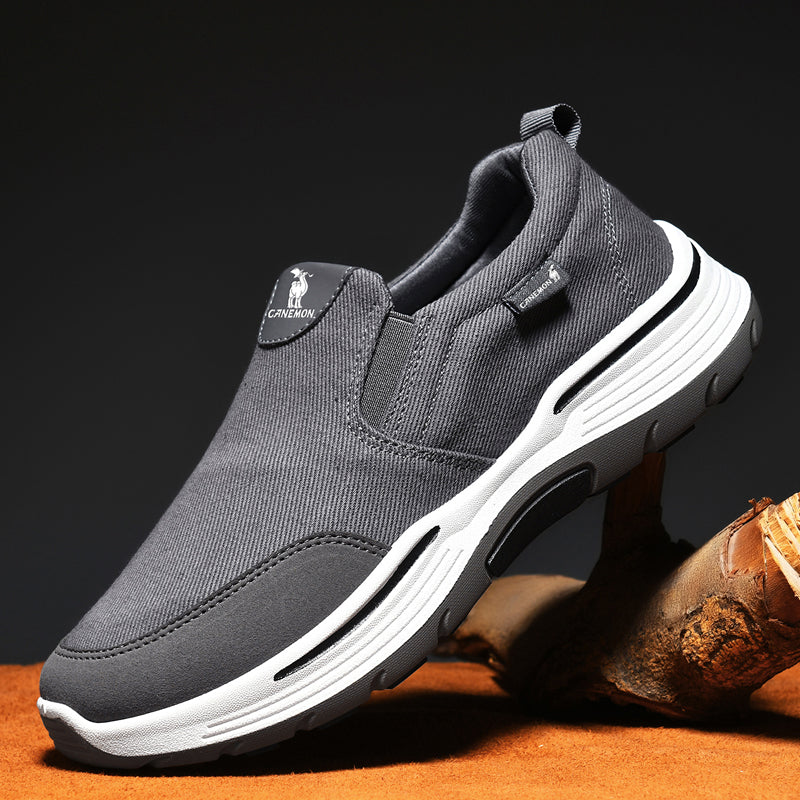 Men’s Slip-On Walking Shoes – Lightweight Cushioned Sole, Waterproof Mesh, Wide Toe Box, Arch Support & Non-Slip Traction