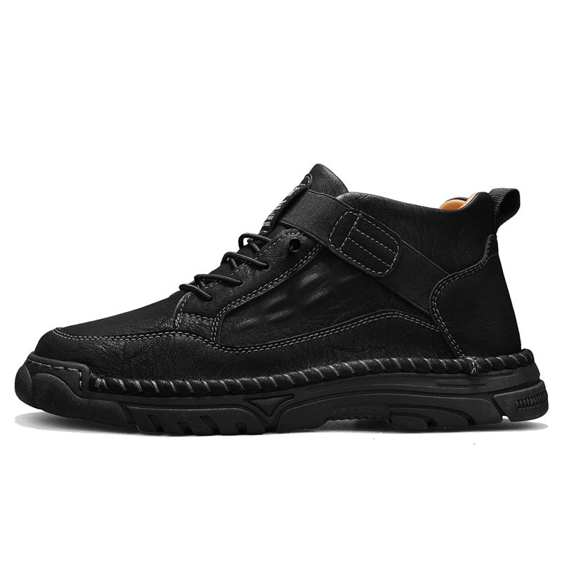 Mens Casual Leather Shoes Ankle Chukka Boots Slip On Lightweight Loafers Mid top Walking Driving Shoes for Male