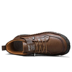 Mens Casual Leather Shoes Ankle Chukka Boots Slip On Lightweight Loafers Mid top Walking Driving Shoes for Male