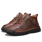 Mens Casual Leather Shoes Ankle Chukka Boots Slip On Lightweight Loafers Mid top Walking Driving Shoes for Male