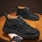 Mens Casual Leather Shoes Ankle Chukka Boots Slip On Lightweight Loafers Mid top Walking Driving Shoes for Male