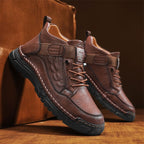 Mens Casual Leather Shoes Ankle Chukka Boots Slip On Lightweight Loafers Mid top Walking Driving Shoes for Male