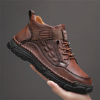 Mens Casual Leather Shoes Ankle Chukka Boots Slip On Lightweight Loafers Mid top Walking Driving Shoes for Male