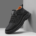 Mens Casual Leather Shoes Ankle Chukka Boots Slip On Lightweight Loafers Mid top Walking Driving Shoes for Male