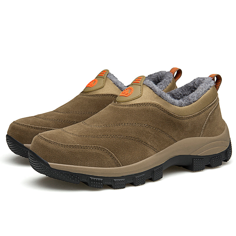 Men's Slip-On Fleece-Lined Hiking Shoes - Winter Warmth & Anti-Slip Grip