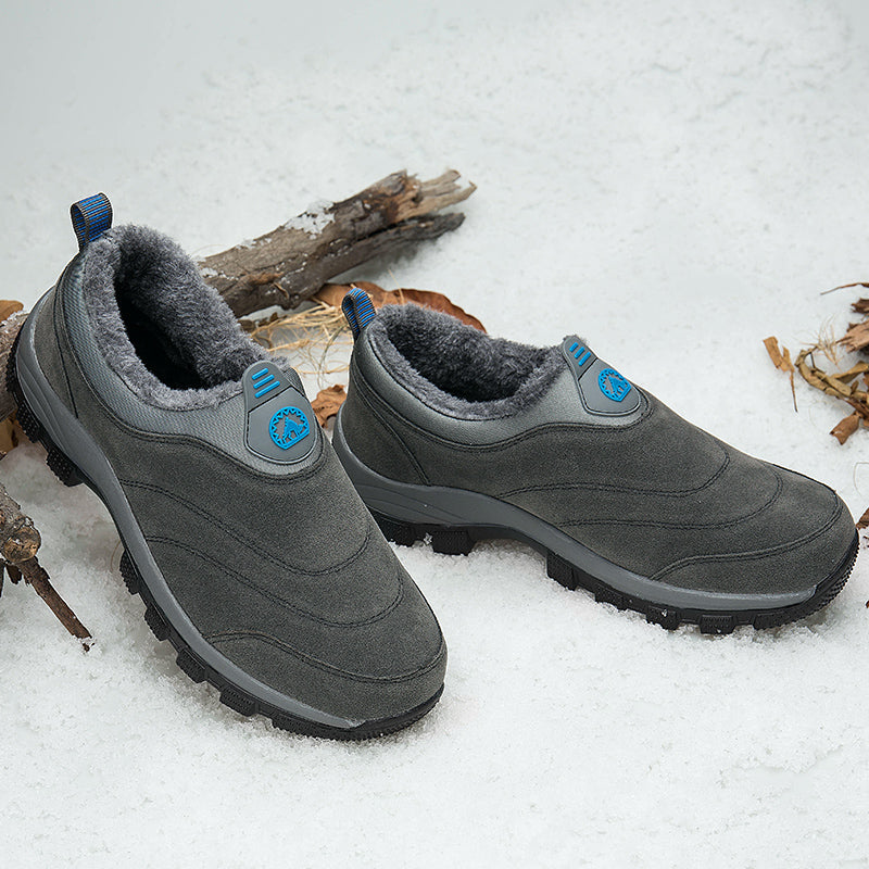 Men's Slip-On Fleece-Lined Hiking Shoes - Winter Warmth & Anti-Slip Grip