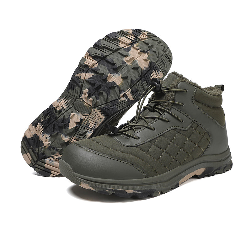 Men’s Fur Lined Winter Work Boots, Non-Slip Insulated Hiking Ankle Boots