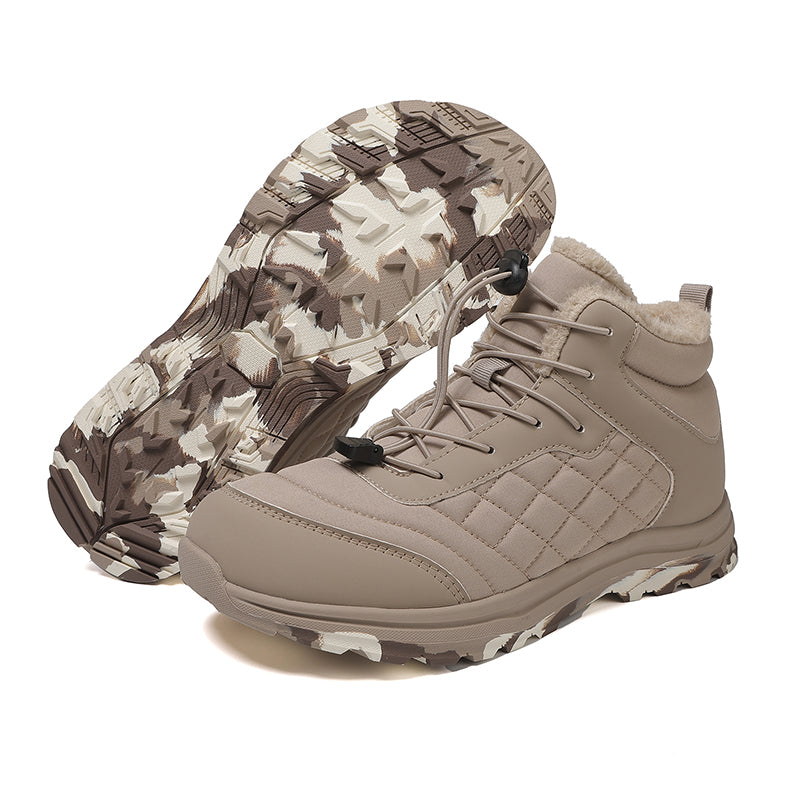 Men’s Fur Lined Winter Work Boots, Non-Slip Insulated Hiking Ankle Boots